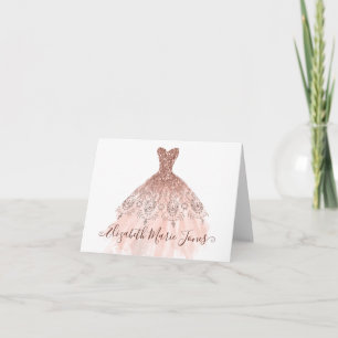 Moderne Rose Gold Sparkle Pink Dress Giro Script