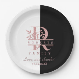 Moderne Rose Gold Split Custom Monogram R Pappteller