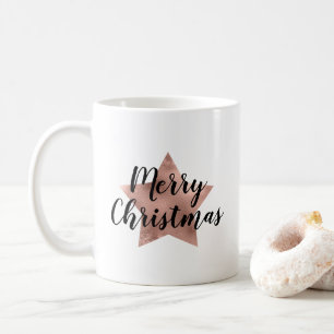Moderne Rose Gold Star Weihnachten Kaffeetasse