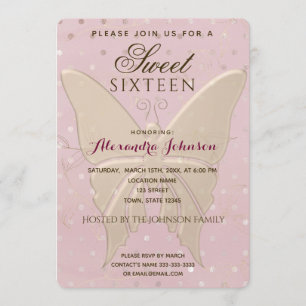 Moderne Rose Gold Sweet 16 Geburtstag Einladung