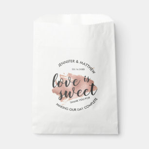 Moderne Rose Gold Texture Liebe ist Sweet Wedding Geschenktütchen