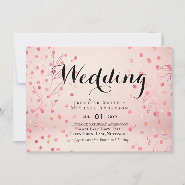 Moderne Rose Gold Trendy Budget Hochzeit (Vorderseite)