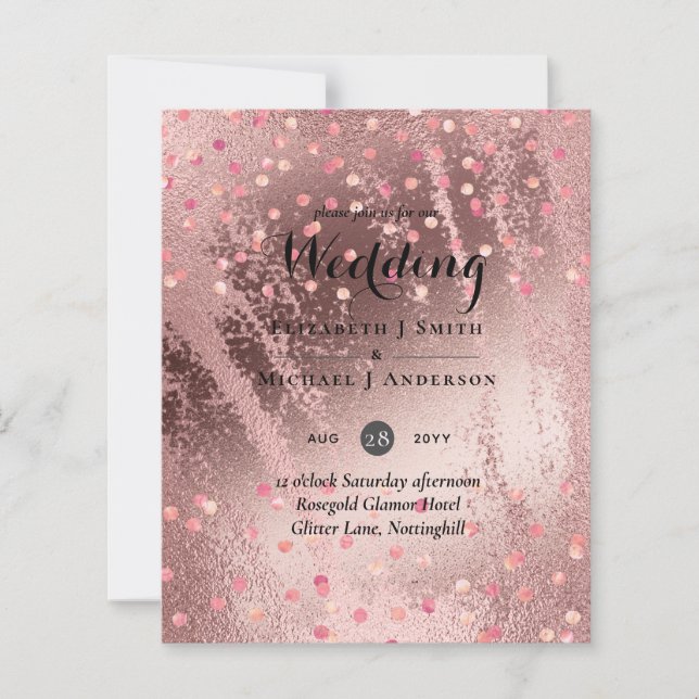 Moderne Rose Gold Trendy Budget Hochzeit (Vorderseite)