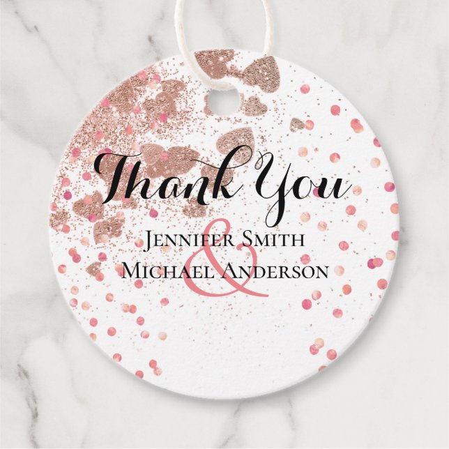 Moderne Rose Gold Trendy Budget Hochzeit Geschenkanhänger (Vorderseite)