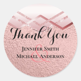 Moderne Rose Gold Trendy Budget Hochzeit Runder Aufkleber