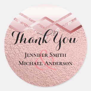 Moderne Rose Gold Trendy Budget Hochzeit Runder Aufkleber