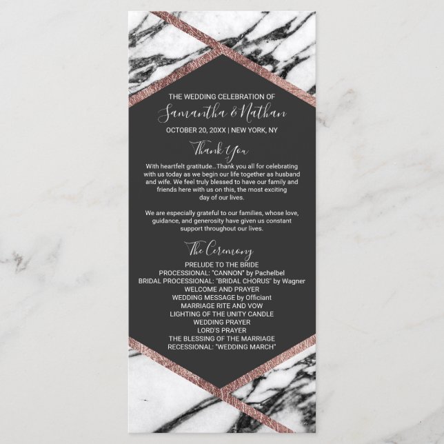 Moderne Rose Gold Trim Hexagon Programme aus Marmo (Vorderseite)