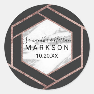 Moderne Rose Gold Trim Hexagon Stickers