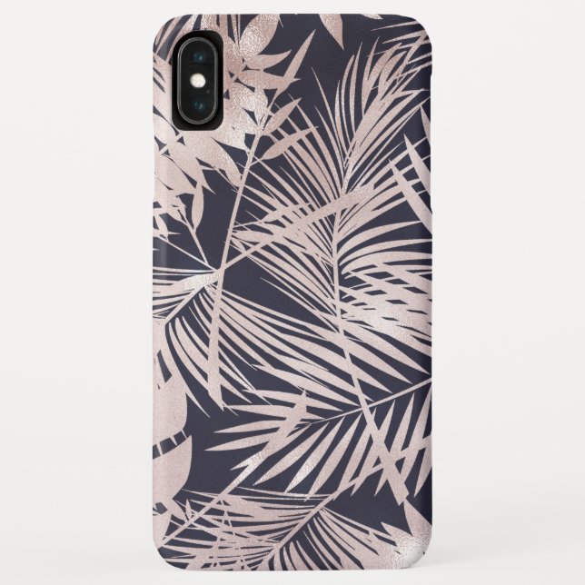 Moderne Rose Gold Tropical Blätter Muster Case-Mate iPhone Hülle (Rückseite)