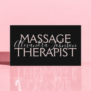 Moderne Rose Gold und Black Massage Therapeut Visitenkarte