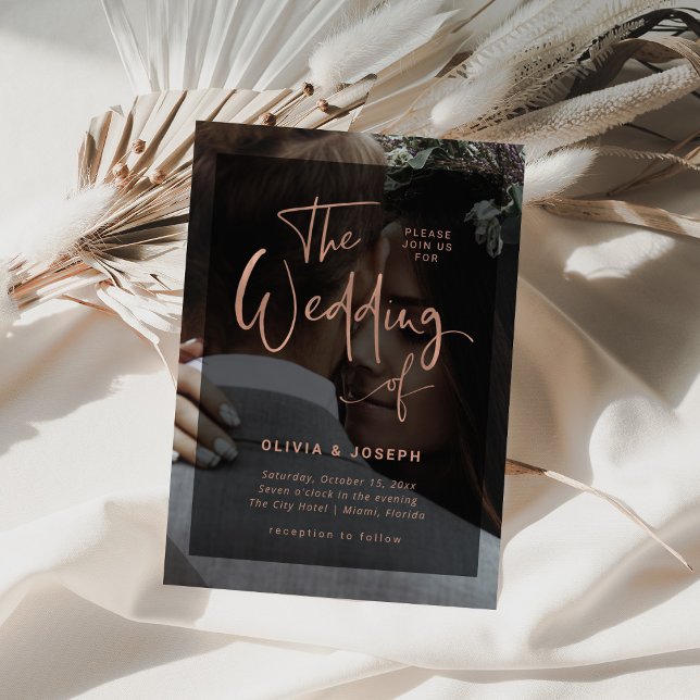 Moderne Rose Gold und Black Overlay | Hochzeit von Einladung (Von Creator hochgeladen)