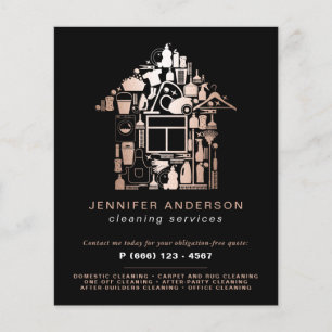 Moderne Rose Gold- und Black-Reinigungsdienste Flyer