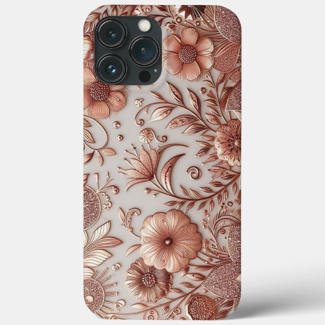 Moderne Rose Gold und Blumen8 Case-Mate iPhone Hülle (Rückseite)