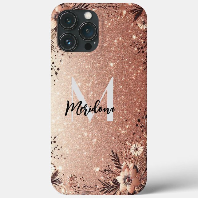 Moderne Rose Gold und Blumen Case-Mate iPhone Hülle (Rückseite)