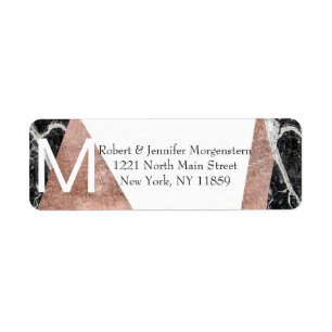 Moderne Rose Gold- und Marmormonogramm-Adresse