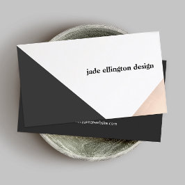 Moderne Rose Gold und Schwarz Abstrakt Geometrisch Visitenkarte