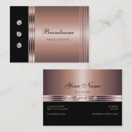 Moderne Rose Gold und Schwarz mit Leuchtdiamanten Visitenkarte