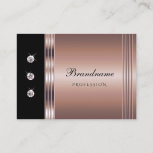 Moderne Rose Gold und Schwarz mit Leuchtdiamanten Visitenkarte