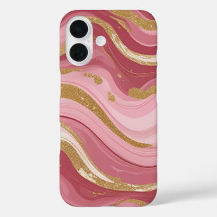Moderne Rose Gold Venen Liquid Ink Art iPhone 16 Hülle