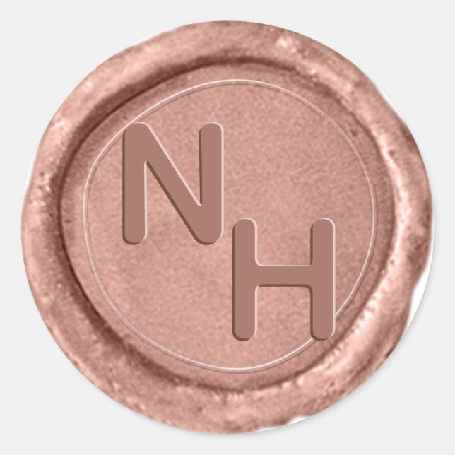 Moderne Rose Gold Wax Siegel Monogram Wedding Stic Runder Aufkleber (Vorderseite)