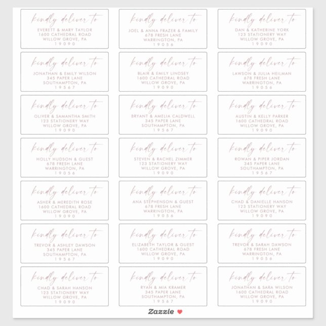 Moderne Rose Gold Wedding Guest Address Labels (Blatt)
