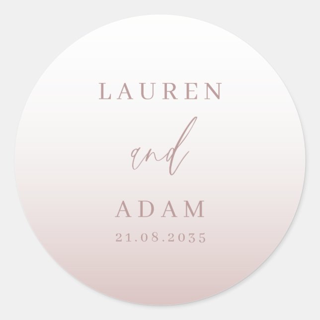Moderne Rose Gold Wedding Monogram Runder Aufkleber (Vorderseite)