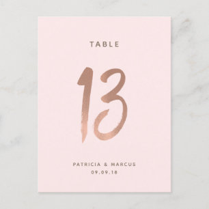 Moderne Rose Gold Wedding Tischnummer 13