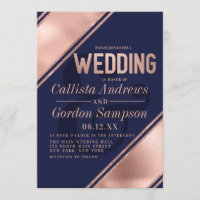 Moderne Rose Gold White Stripe Corner Hochzeit