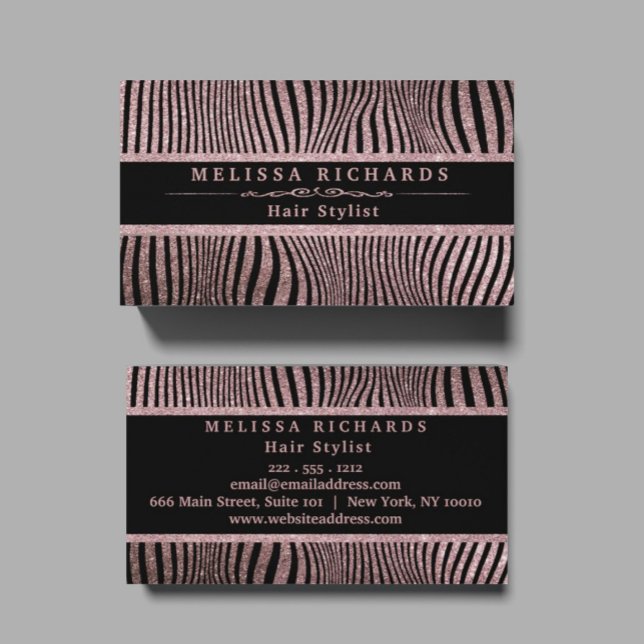 Moderne Rose Gold Zebra Streifen Muster Visitenkarte (Von Creator hochgeladen)