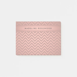 Moderne Rose Gold Zickzack Muster Mit Monogramm Post-it Klebezettel