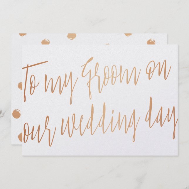 Moderne Rose Gold Zu meinem Bräutigam am Hochzeits Einladung (Vorne/Hinten)