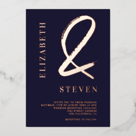 Moderne Rose goldene Ampere und Namen Foto Hochzei Folieneinladung