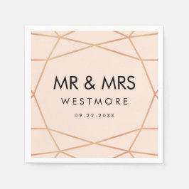 Moderne Rose Goldene geometrische Rosa Hochzeit Serviette