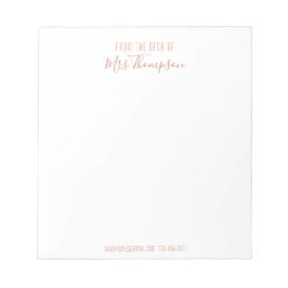 Moderne Rose Goldene Schrift vom Schreibtisch aus Notizblock