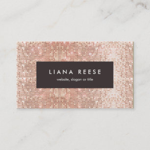 Moderne Rose Goldene Sequenz Schönheitssalon Braun Visitenkarte