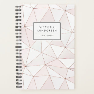 Moderne Rose Goldenes geometrisches Abstraktes Mus Planer