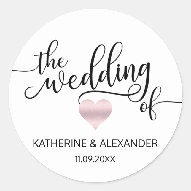 Moderne Rose Goldenes Herz Weiß die WEICHE von Sie Runder Aufkleber (Vorderseite)