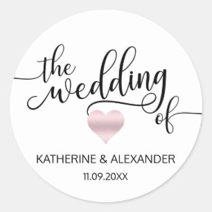 Moderne Rose Goldenes Herz Weiß die WEICHE von Sie Runder Aufkleber