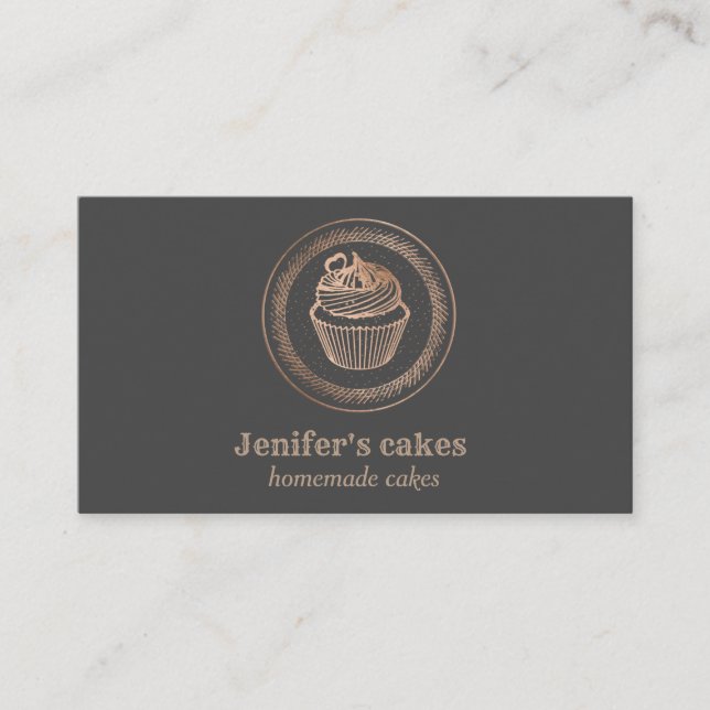 Moderne Rose Goldfolie Kuchen hausgemachte Backwar Visitenkarte (Vorderseite)