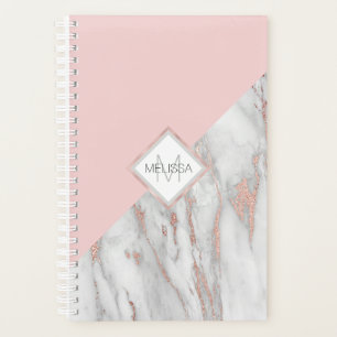 Moderne Rose Goldfolie Rosa grauer Marmor MONOGR Planer