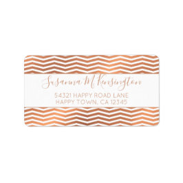 Moderne Rose Goldfolie Zickzack auf White Address Adressaufkleber