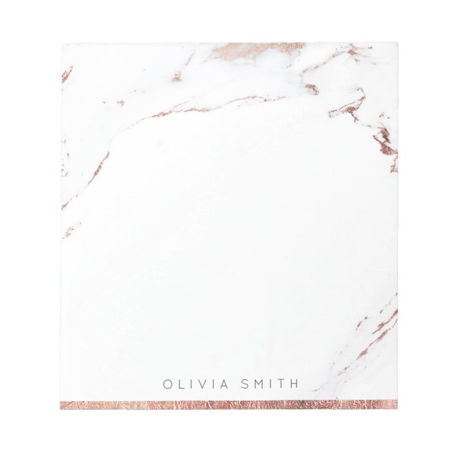 Moderne Rose Goldmarmor personalisiert Stationery Notizblock (Vorderseite)