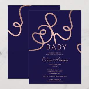 Moderne Rose Goldmedaille Kalligraphie Oh Babydusc Einladung