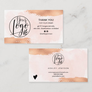 Moderne Rose goldpinke Pinselpinke Logo, danke Visitenkarte