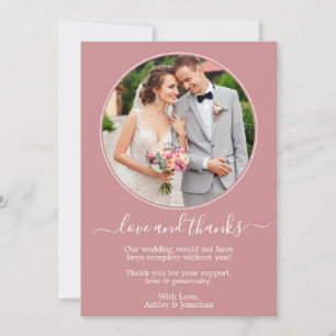 Moderne Rose-Hochzeit mit runden Fotos Dankeskarte