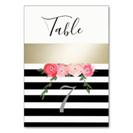 Moderne Rose in Gold Schwarz/Weiß Tischnummer