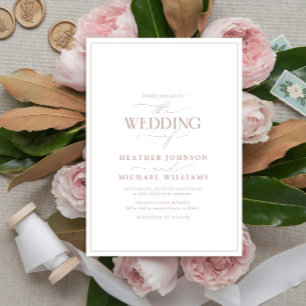 Moderne Rose Kalligrafie Einladung Hochzeit