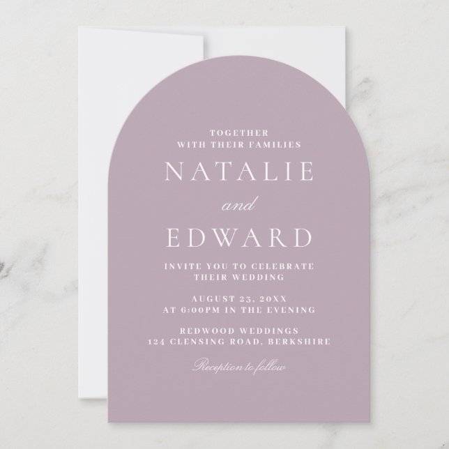 Moderne Rose & Mauve Modern Arch Wedding Einladung (Vorderseite)
