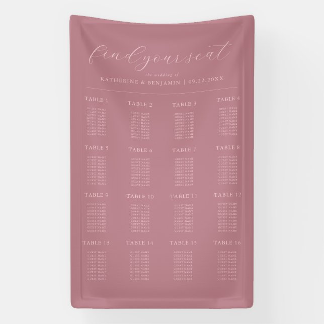 Moderne Rose Minimalistische Hochzeitssattelkarte Banner (Vertikal)