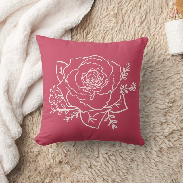 Moderne Rose mit benutzerdefinierten Hintergrundfa Kissen (Decke)
